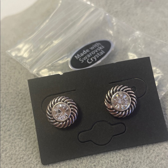 Swarovski Jewelry - Swarovski Twisted Silver Crystal Earrings